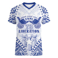 Northern Mariana Islands Liberation Day Women V-Neck T-Shirt 79th Anniversary