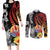 French Polynesia Bastille Day Couples Matching Long Sleeve Bodycon Dress and Long Sleeve Button Shirt Tropical Turtle Hibiscus Polynesian Pattern