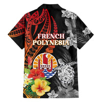 French Polynesia Bastille Day Family Matching Off Shoulder Short Dress and Hawaiian Shirt Tropical Turtle Hibiscus Polynesian Pattern