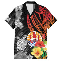 French Polynesia Bastille Day Family Matching Short Sleeve Bodycon Dress and Hawaiian Shirt Tropical Turtle Hibiscus Polynesian Pattern