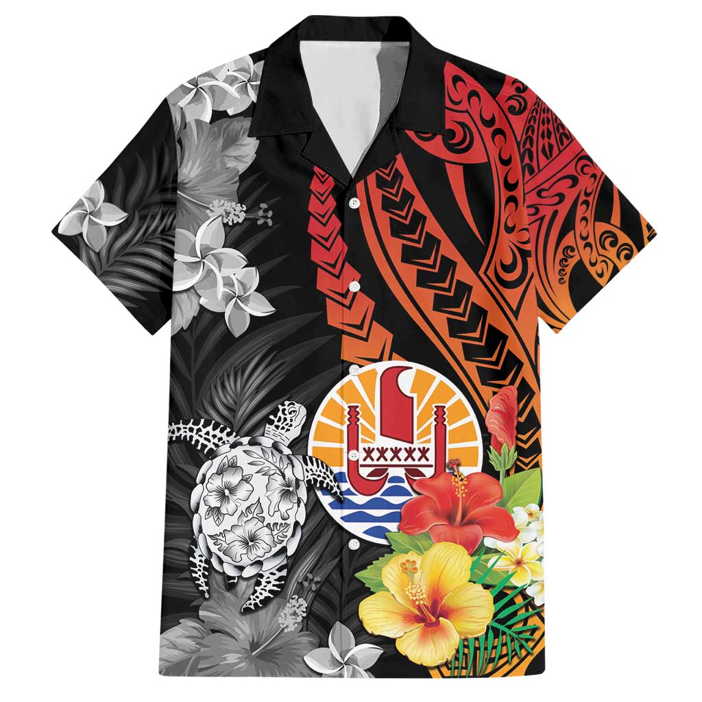 French Polynesia Bastille Day Hawaiian Shirt Tropical Turtle Hibiscus Polynesian Pattern