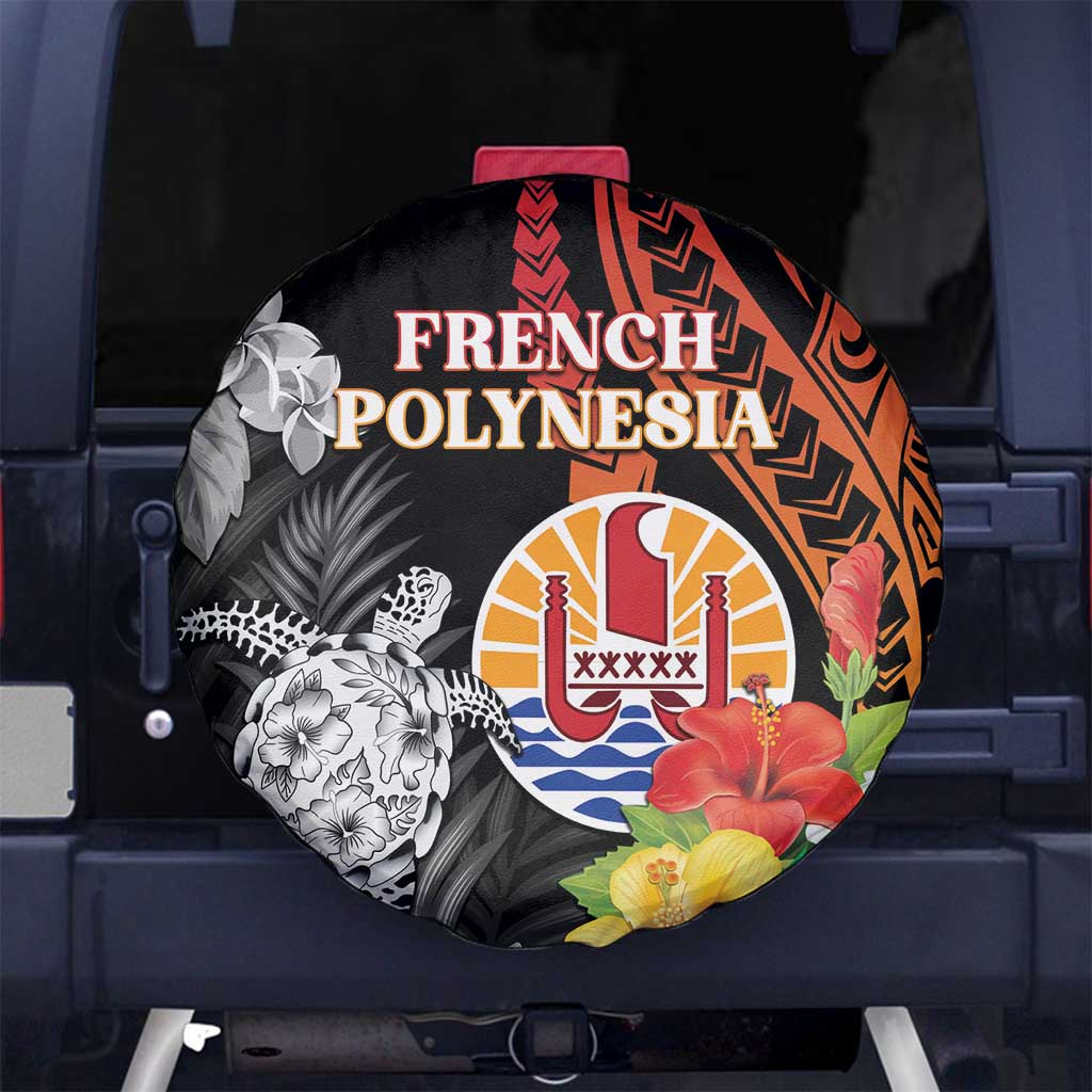 French Polynesia Bastille Day Spare Tire Cover Tropical Turtle Hibiscus Polynesian Pattern