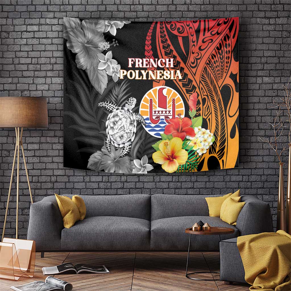 French Polynesia Bastille Day Tapestry Tropical Turtle Hibiscus Polynesian Pattern