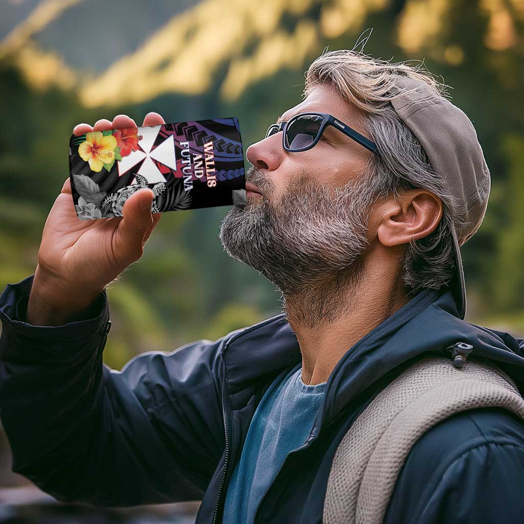 Personalised Wallis and Futuna Bastille Day 4 in 1 Can Cooler Tumbler Tropical Turtle Hibiscus Polynesian Pattern