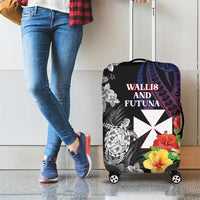 Wallis and Futuna Bastille Day Luggage Cover Tropical Turtle Hibiscus Polynesian Pattern