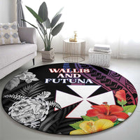 Wallis and Futuna Bastille Day Round Carpet Tropical Turtle Hibiscus Polynesian Pattern