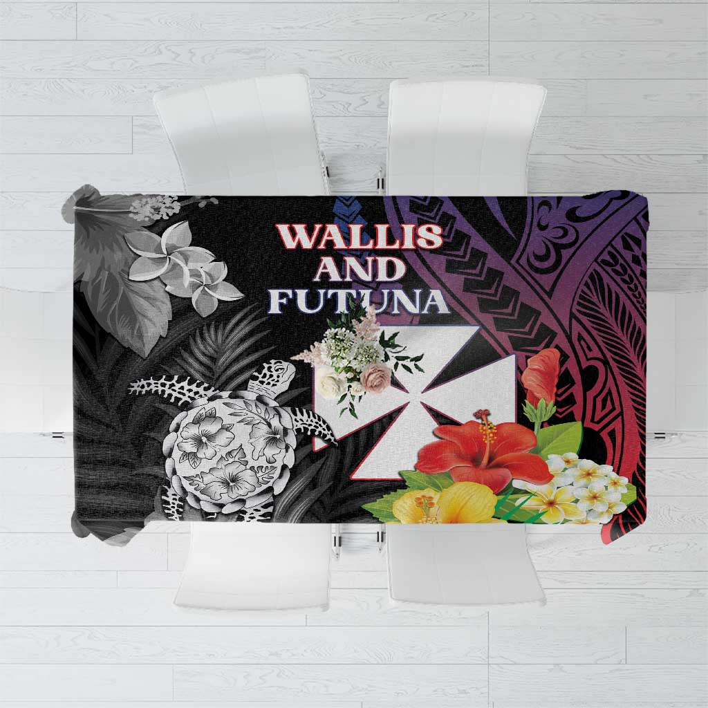 Wallis and Futuna Bastille Day Tablecloth Tropical Turtle Hibiscus Polynesian Pattern