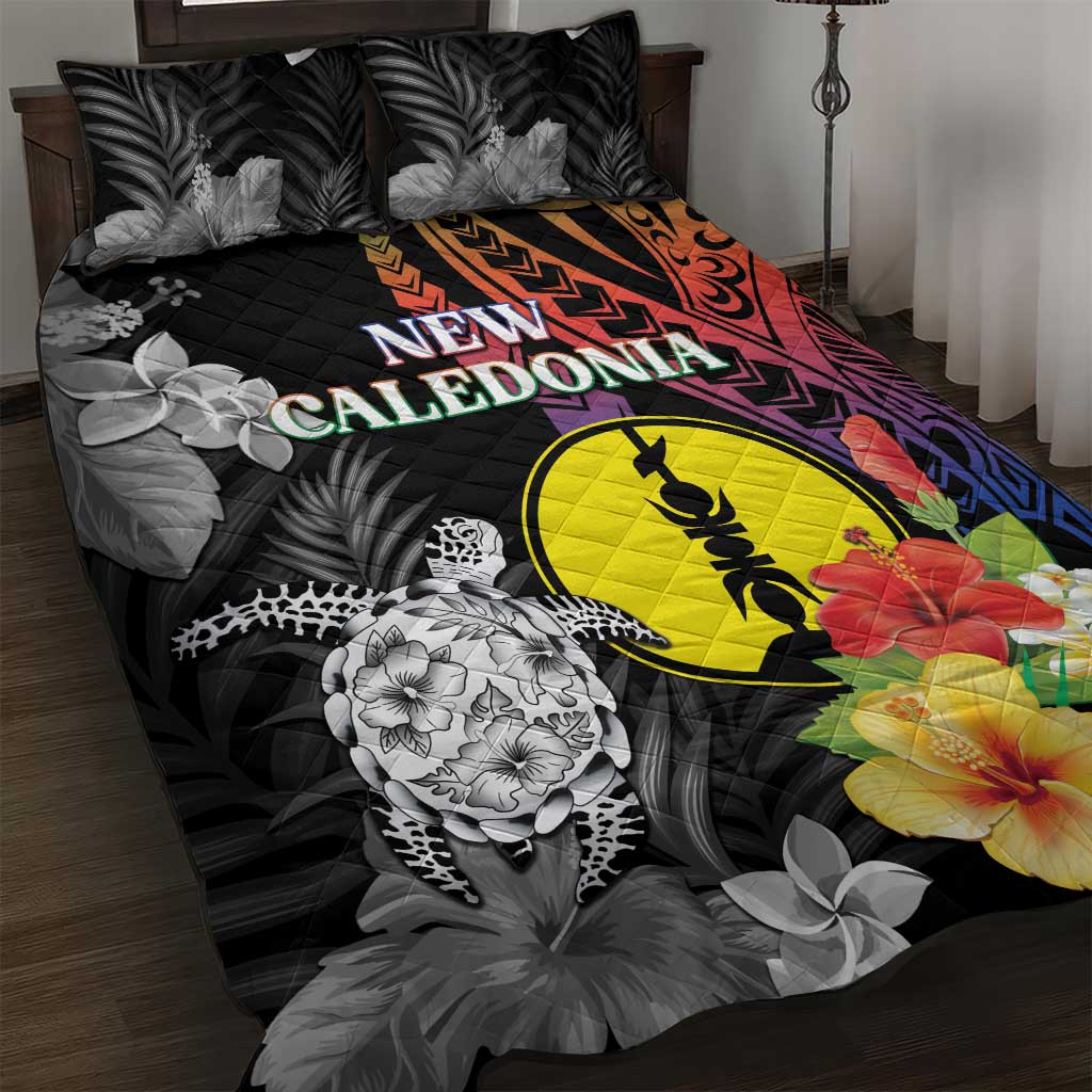 New Caledonia Bastille Day Quilt Bed Set Tropical Turtle Hibiscus Polynesian Pattern