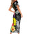 New Caledonia Bastille Day Short Sleeve Bodycon Dress Tropical Turtle Hibiscus Polynesian Pattern