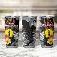 Personalised New Caledonia Bastille Day Tumbler Cup Tropical Turtle Hibiscus Polynesian Pattern