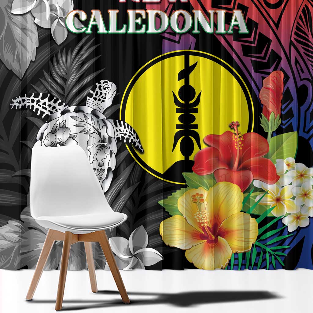 New Caledonia Bastille Day Window Curtain Tropical Turtle Hibiscus Polynesian Pattern