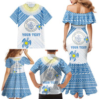 Personalised Palau Constitution Day Family Matching Mermaid Dress and Hawaiian Shirt Polynesian Turtle