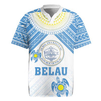 Personalised Palau Constitution Day Rugby Jersey Polynesian Turtle