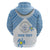 Personalised Palau Constitution Day Zip Hoodie Polynesian Turtle