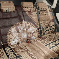 Samoa Siapo Elegant Back Car Seat Cover Hibiscus Chocolate Brown Motifs - Polynesian Pride
