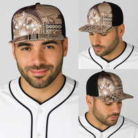 Samoa Siapo Elegant Baseball Net Cap Hibiscus Chocolate Brown Motifs - Polynesian Pride