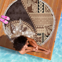 Samoa Siapo Elegant Beach Blanket Hibiscus Chocolate Brown Motifs - Polynesian Pride