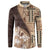 Samoa Siapo Elegant Button Sweatshirt Hibiscus Chocolate Brown Motifs - Polynesian Pride