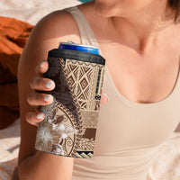 Samoa Siapo Elegant 4 in 1 Can Cooler Tumbler Hibiscus Chocolate Brown Motifs - Polynesian Pride