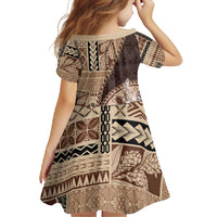 Samoa Siapo Elegant Family Matching Off Shoulder Maxi Dress and Hawaiian Shirt Hibiscus Chocolate Brown Motifs - Polynesian Pride