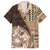 Samoa Siapo Elegant Family Matching Off Shoulder Maxi Dress and Hawaiian Shirt Hibiscus Chocolate Brown Motifs - Polynesian Pride