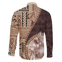 Samoa Siapo Elegant Family Matching Puletasi and Hawaiian Shirt Hibiscus Chocolate Brown Motifs - Polynesian Pride