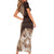 Samoa Siapo Elegant Family Matching Short Sleeve Bodycon Dress and Hawaiian Shirt Hibiscus Chocolate Brown Motifs - Polynesian Pride