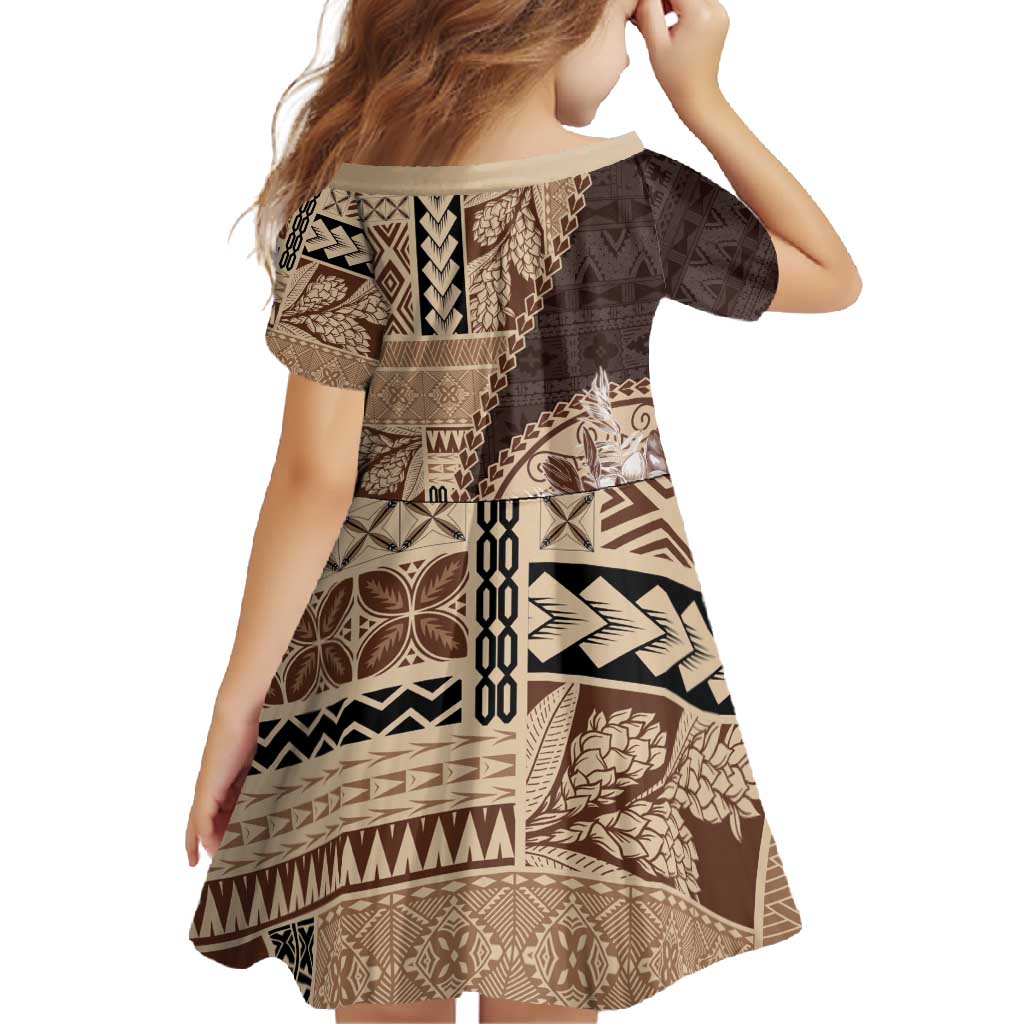 Samoa Siapo Elegant Family Matching Tank Maxi Dress and Hawaiian Shirt Hibiscus Chocolate Brown Motifs - Polynesian Pride