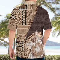 Samoa Siapo Elegant Hawaiian Shirt Hibiscus Chocolate Brown Motifs - Polynesian Pride