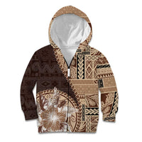 Samoa Siapo Elegant Kid Hoodie Hibiscus Chocolate Brown Motifs - Polynesian Pride