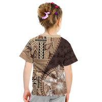 Samoa Siapo Elegant Kid T Shirt Hibiscus Chocolate Brown Motifs - Polynesian Pride