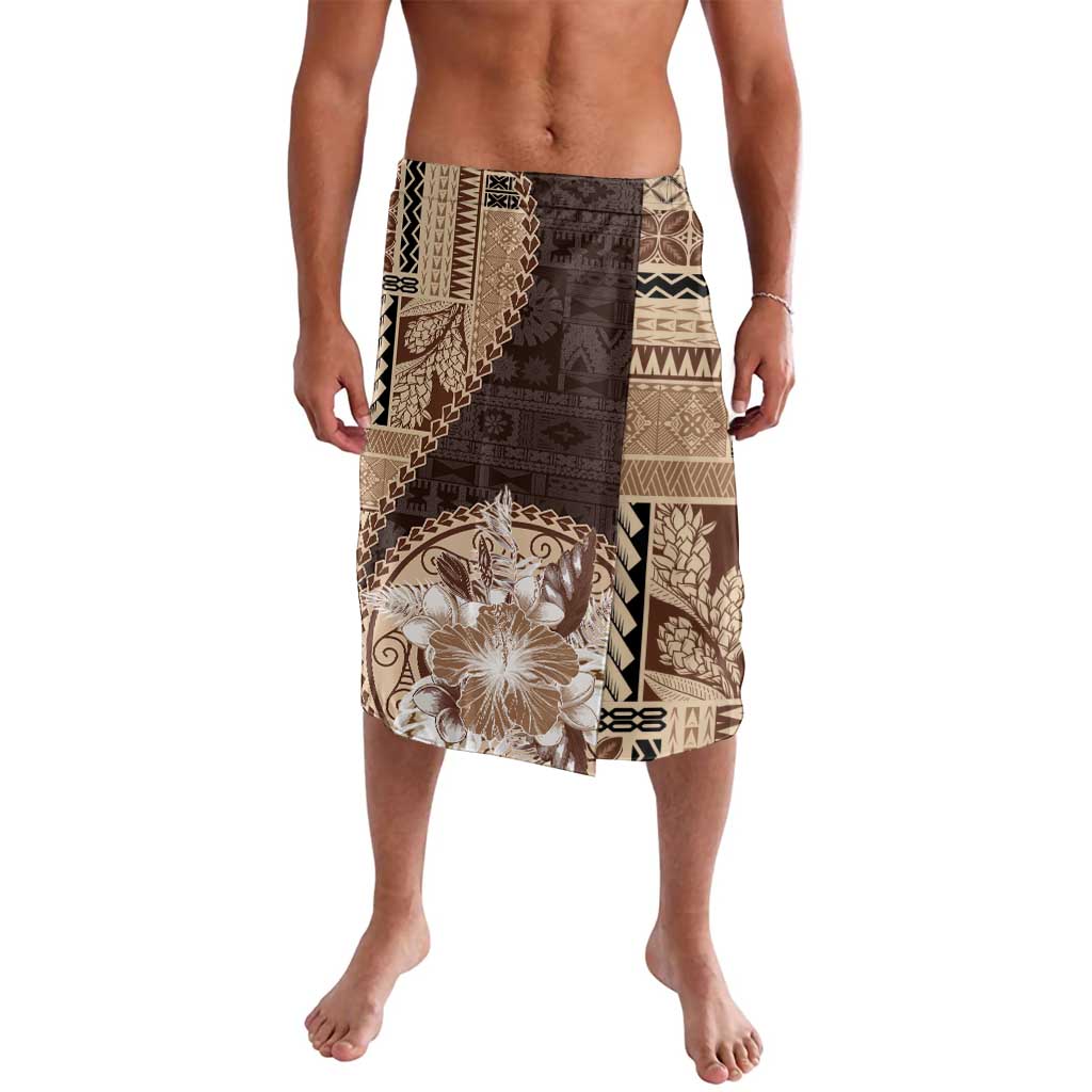 Samoa Siapo Elegant Lavalava Hibiscus Chocolate Brown Motifs - Polynesian Pride
