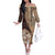 Samoa Siapo Elegant Off The Shoulder Long Sleeve Dress Hibiscus Chocolate Brown Motifs - Polynesian Pride