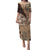 Samoa Siapo Elegant Puletasi Hibiscus Chocolate Brown Motifs - Polynesian Pride