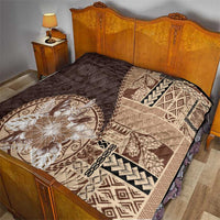 Samoa Siapo Elegant Quilt Hibiscus Chocolate Brown Motifs - Polynesian Pride