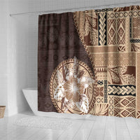 Samoa Siapo Elegant Shower Curtain Hibiscus Chocolate Brown Motifs - Polynesian Pride