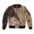 Samoa Siapo Elegant Sleeve Zip Bomber Jacket Hibiscus Chocolate Brown Motifs - Polynesian Pride