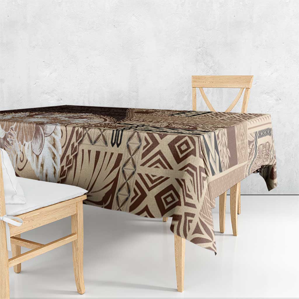 Samoa Siapo Elegant Tablecloth Hibiscus Chocolate Brown Motifs - Polynesian Pride