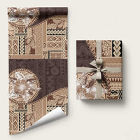 Samoa Siapo Elegant Wrapping Paper Hibiscus Chocolate Brown Motifs - Polynesian Pride