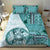Samoa Siapo Elegant Bedding Set Hibiscus Teal Motifs - Polynesian Pride