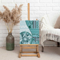 Samoa Siapo Elegant Canvas Wall Art Hibiscus Teal Motifs - Polynesian Pride