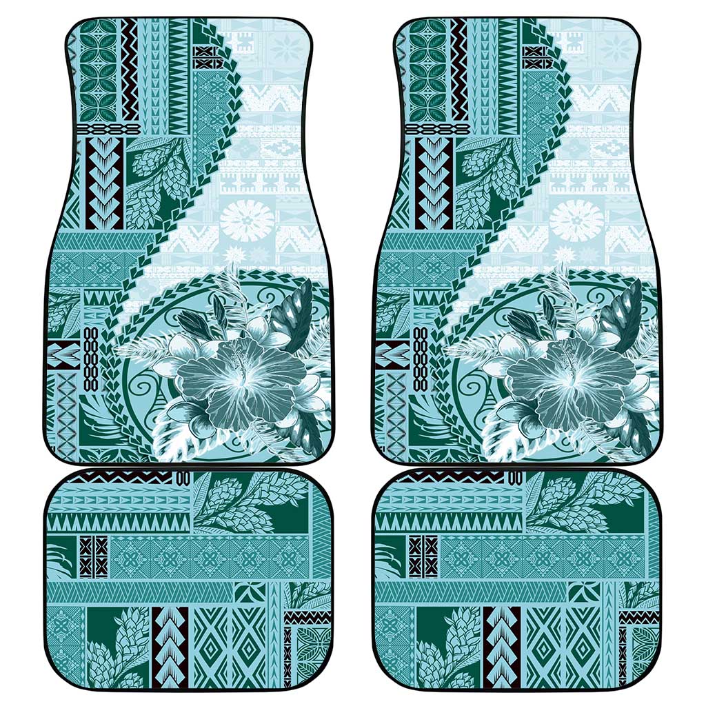 Samoa Siapo Elegant Car Mats Hibiscus Teal Motifs - Polynesian Pride