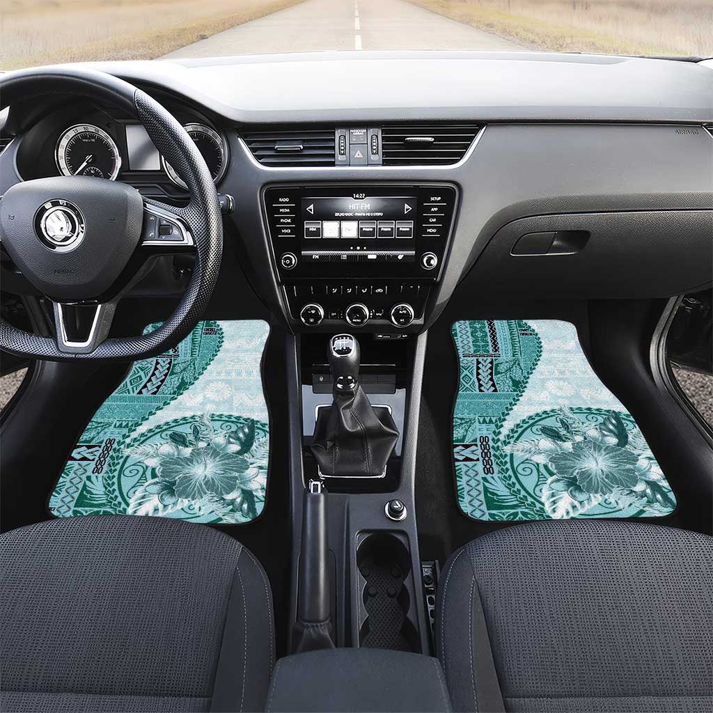 Samoa Siapo Elegant Car Mats Hibiscus Teal Motifs - Polynesian Pride