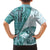 Samoa Siapo Elegant Family Matching Off Shoulder Maxi Dress and Hawaiian Shirt Hibiscus Teal Motifs - Polynesian Pride