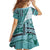 Samoa Siapo Elegant Family Matching Off Shoulder Maxi Dress and Hawaiian Shirt Hibiscus Teal Motifs - Polynesian Pride