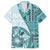 Samoa Siapo Elegant Family Matching Off Shoulder Maxi Dress and Hawaiian Shirt Hibiscus Teal Motifs - Polynesian Pride