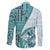 Samoa Siapo Elegant Family Matching Off Shoulder Maxi Dress and Hawaiian Shirt Hibiscus Teal Motifs - Polynesian Pride