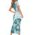 Samoa Siapo Elegant Family Matching Short Sleeve Bodycon Dress and Hawaiian Shirt Hibiscus Teal Motifs - Polynesian Pride
