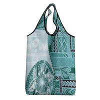 Samoa Siapo Elegant Grocery Bag Hibiscus Teal Motifs - Polynesian Pride