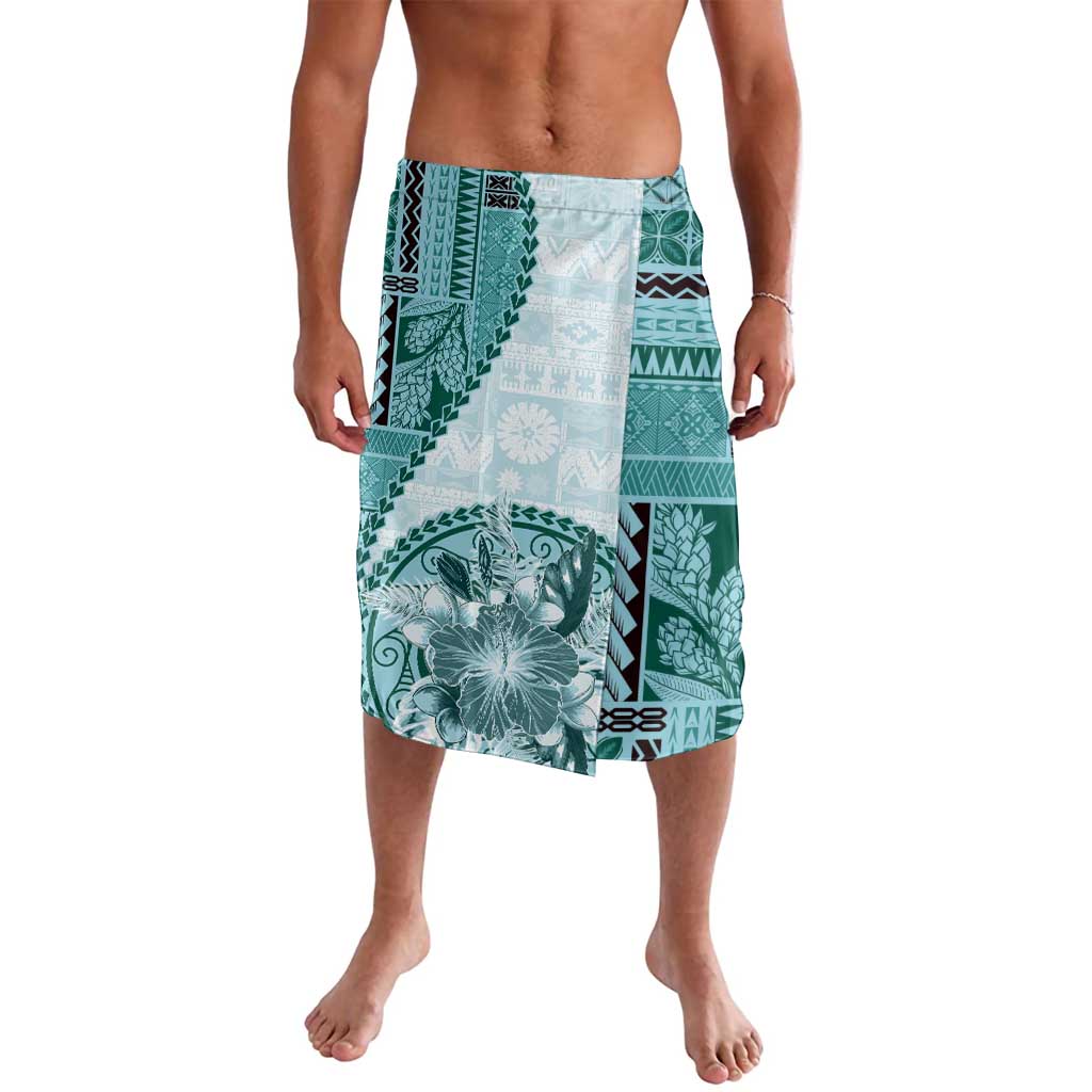 Samoa Siapo Elegant Lavalava Hibiscus Teal Motifs - Polynesian Pride